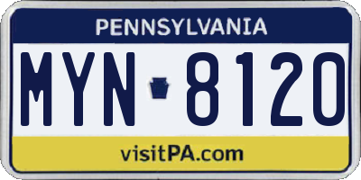PA license plate MYN8120
