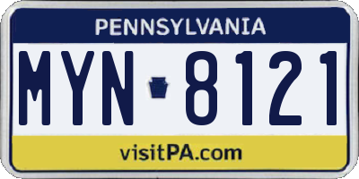 PA license plate MYN8121