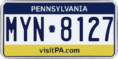 PA license plate MYN8127