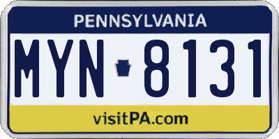 PA license plate MYN8131