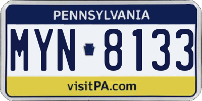PA license plate MYN8133