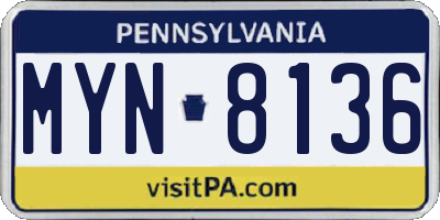 PA license plate MYN8136