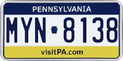 PA license plate MYN8138