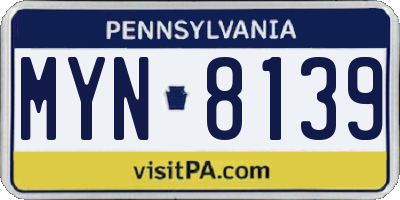 PA license plate MYN8139