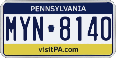 PA license plate MYN8140