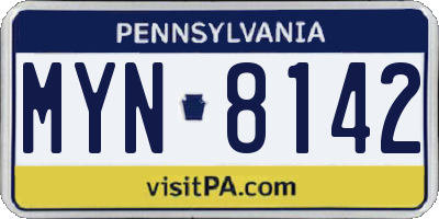 PA license plate MYN8142