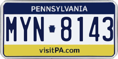 PA license plate MYN8143
