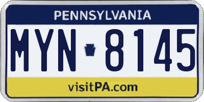 PA license plate MYN8145