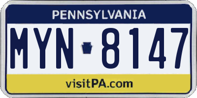 PA license plate MYN8147