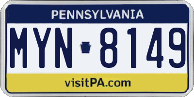 PA license plate MYN8149