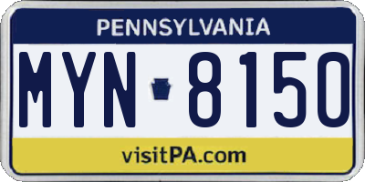 PA license plate MYN8150