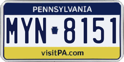 PA license plate MYN8151
