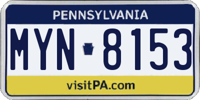 PA license plate MYN8153