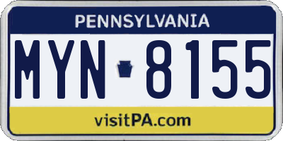 PA license plate MYN8155