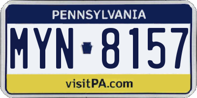 PA license plate MYN8157