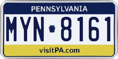 PA license plate MYN8161