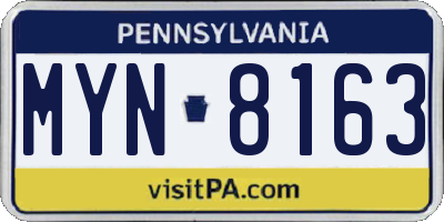 PA license plate MYN8163
