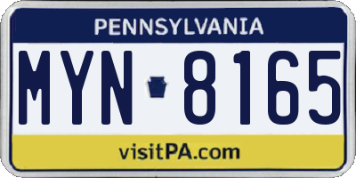 PA license plate MYN8165