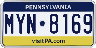 PA license plate MYN8169