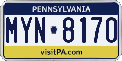 PA license plate MYN8170