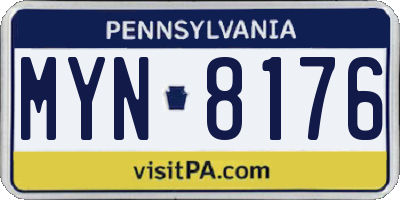 PA license plate MYN8176