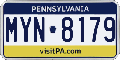 PA license plate MYN8179