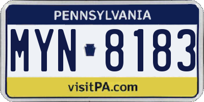PA license plate MYN8183