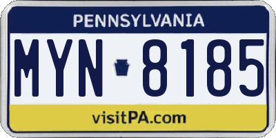PA license plate MYN8185