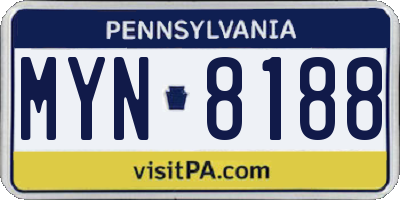 PA license plate MYN8188
