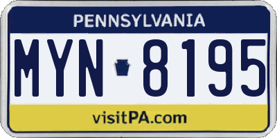 PA license plate MYN8195