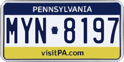 PA license plate MYN8197