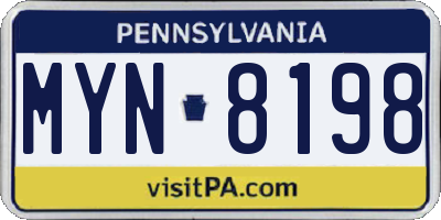 PA license plate MYN8198