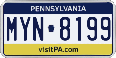 PA license plate MYN8199