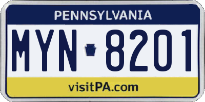 PA license plate MYN8201