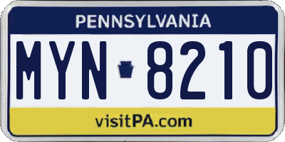 PA license plate MYN8210
