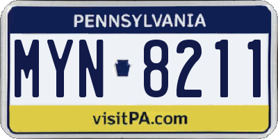 PA license plate MYN8211
