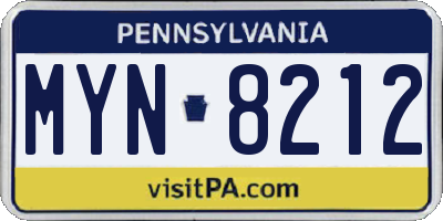 PA license plate MYN8212