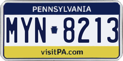 PA license plate MYN8213