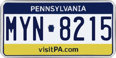 PA license plate MYN8215