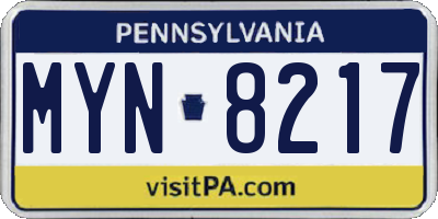 PA license plate MYN8217