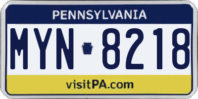 PA license plate MYN8218