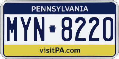 PA license plate MYN8220