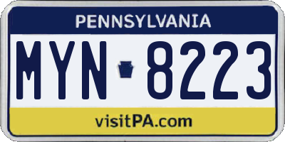 PA license plate MYN8223