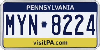 PA license plate MYN8224