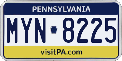 PA license plate MYN8225
