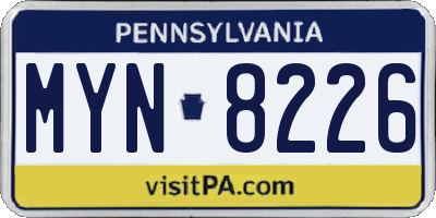 PA license plate MYN8226