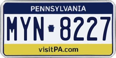 PA license plate MYN8227