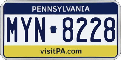PA license plate MYN8228