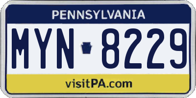 PA license plate MYN8229