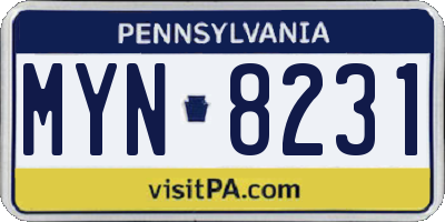 PA license plate MYN8231